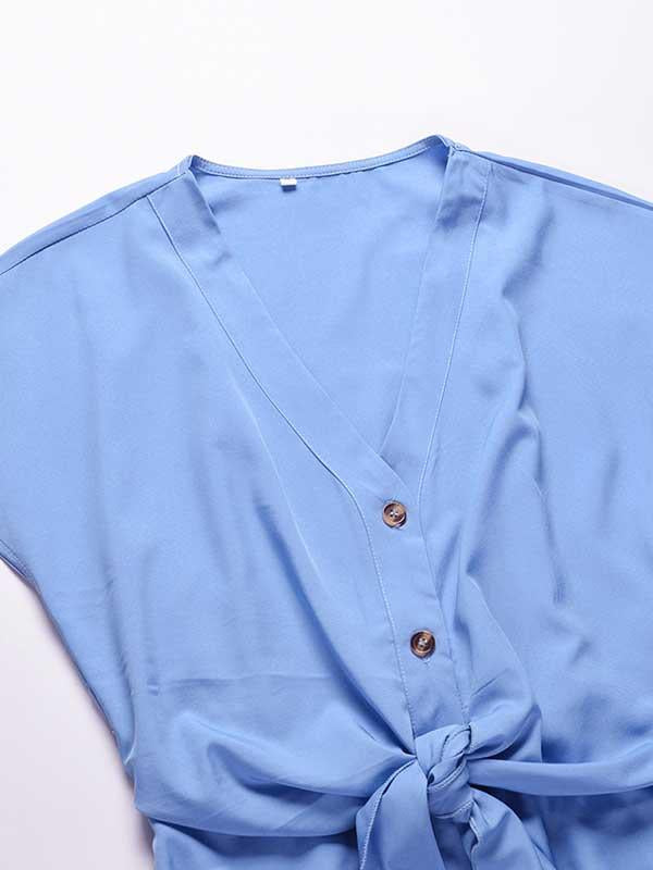 Stunncal Button V-Neck Strap Dress