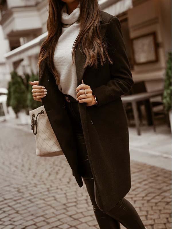 Stunncal Breasted Lapel Collar Coat