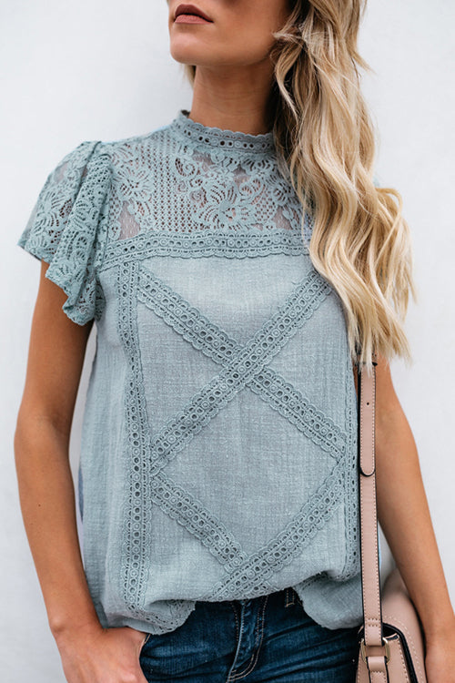 Stunncal Not So Secret Lace Overlay Ruffle Top - 3 Colors