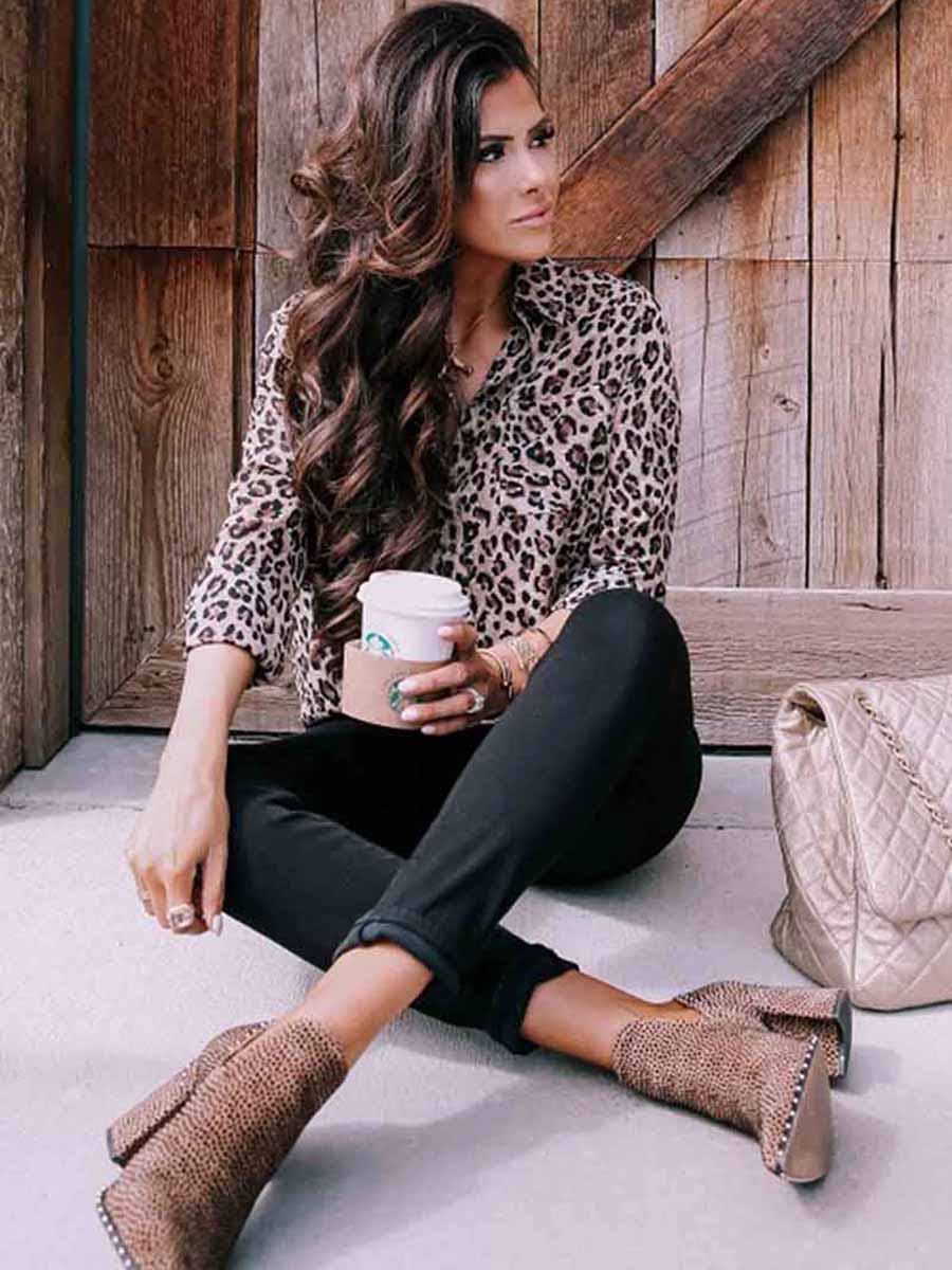 Stunncal Leopard Print Long Sleeve Shirt