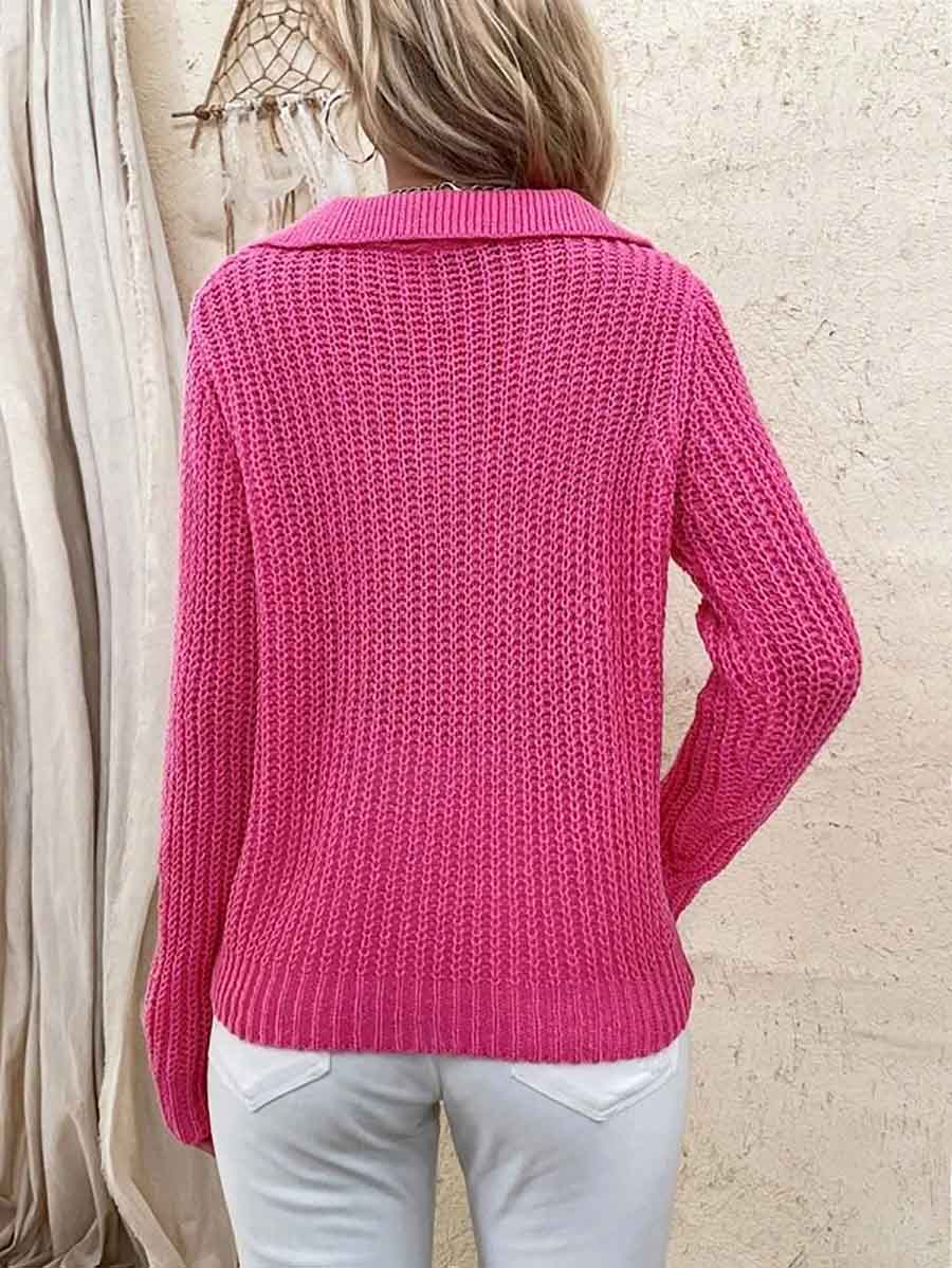 Stunncal Solid Color Lapel Slim Fit Knit Sweater(9 colors)