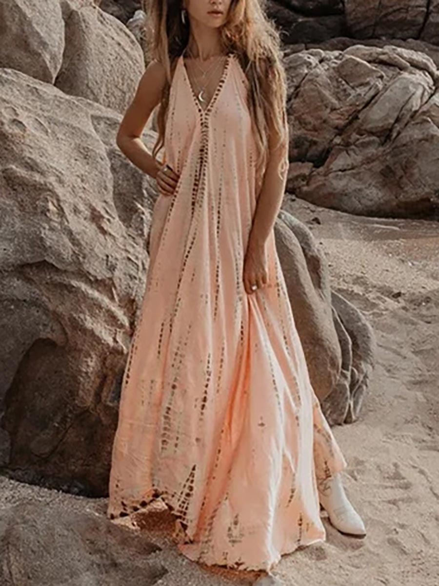Stunncal V-Neck Printed Camisole Dress
