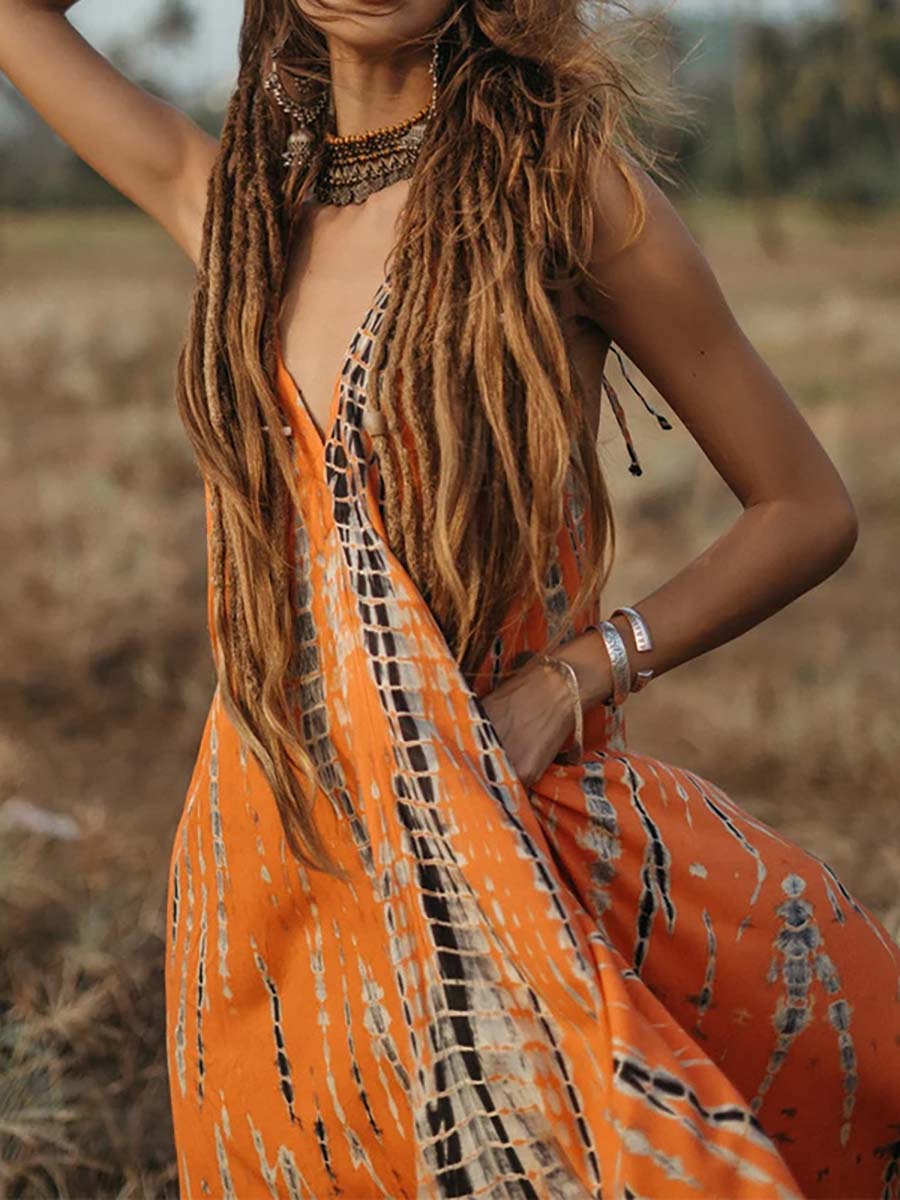 Stunncal V-Neck Printed Camisole Dress