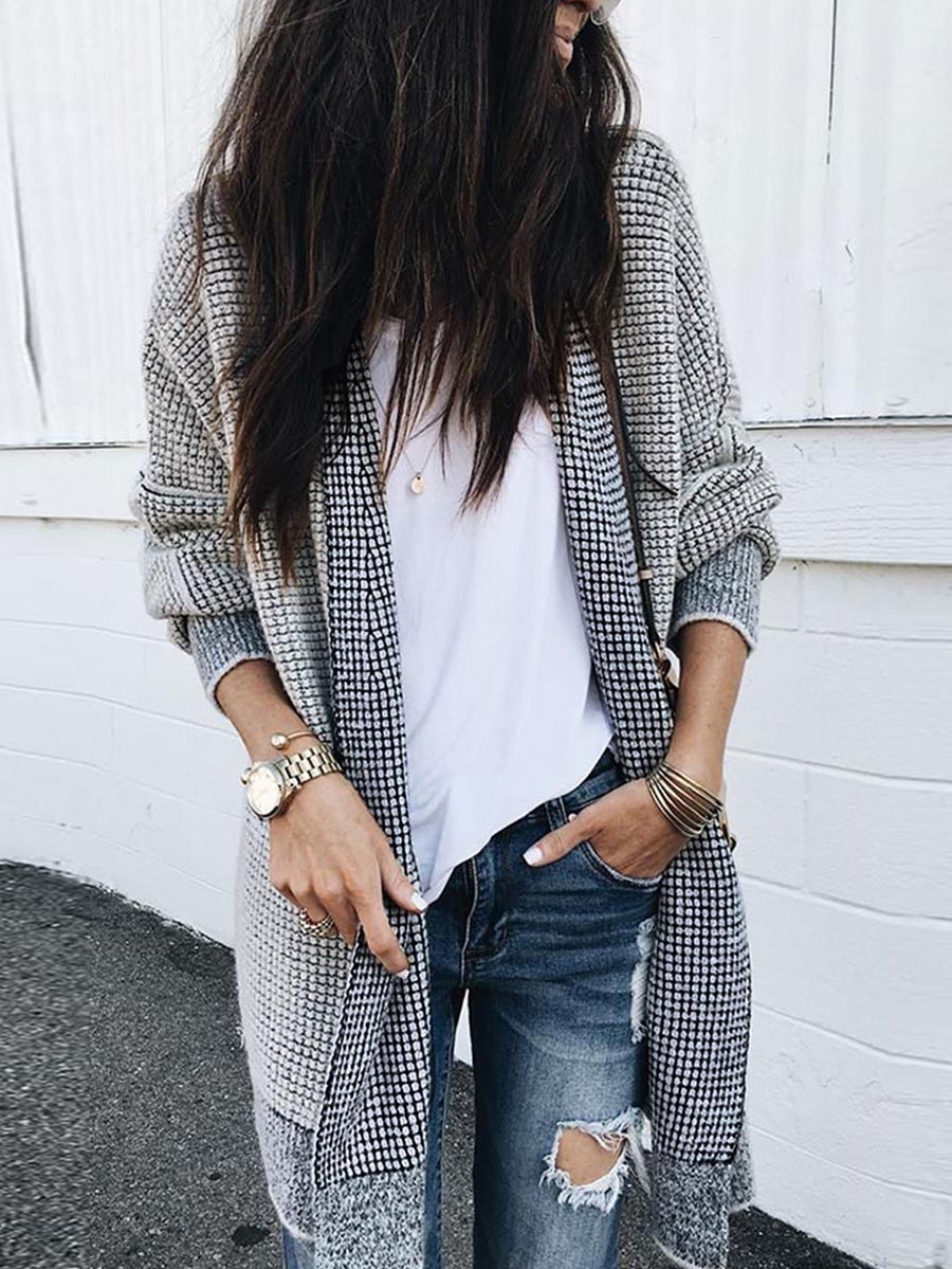 Stunncal Knitted Sweater Cardigan （3 colors）