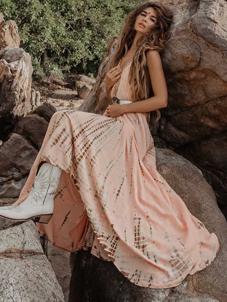 Stunncal V-Neck Printed Camisole Dress