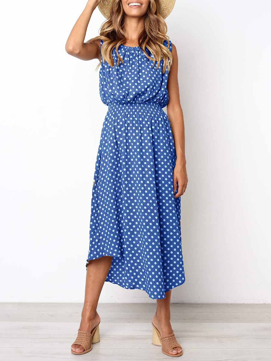 Stunncal Sleeveless Dot Dress