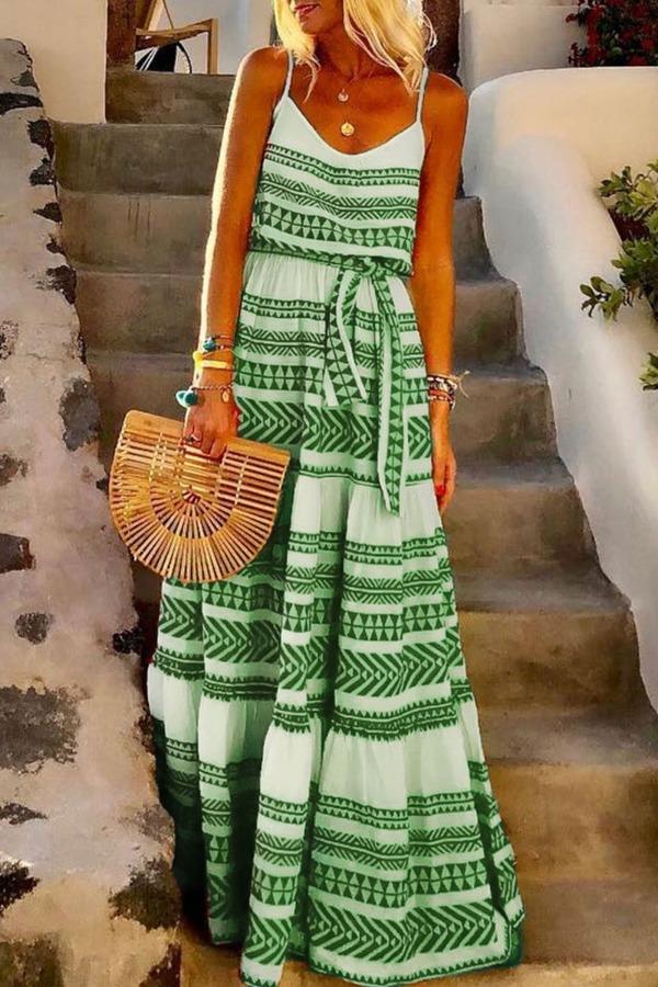 Stunncal Geometric Printed Maxi Dress (2 Colors)