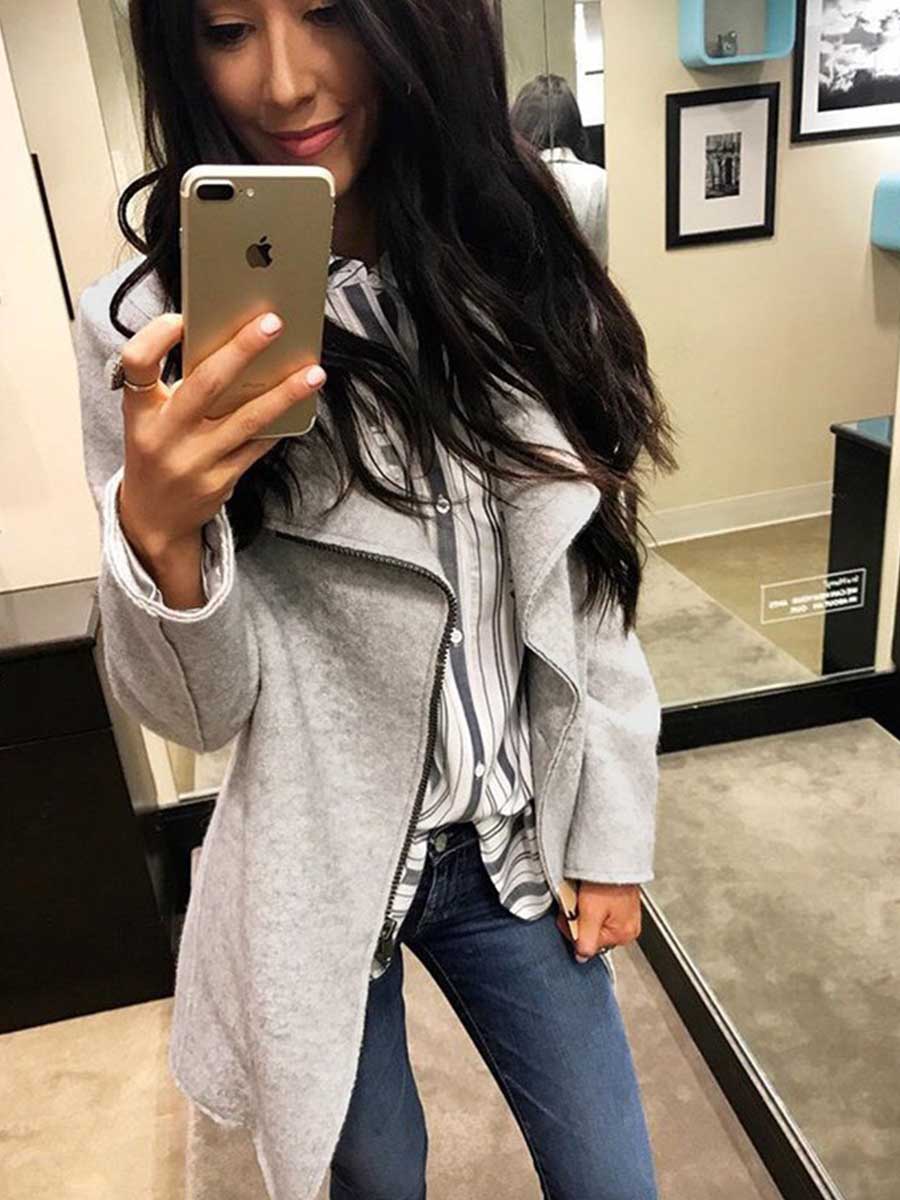 Stunncal Slim Zipper Coat