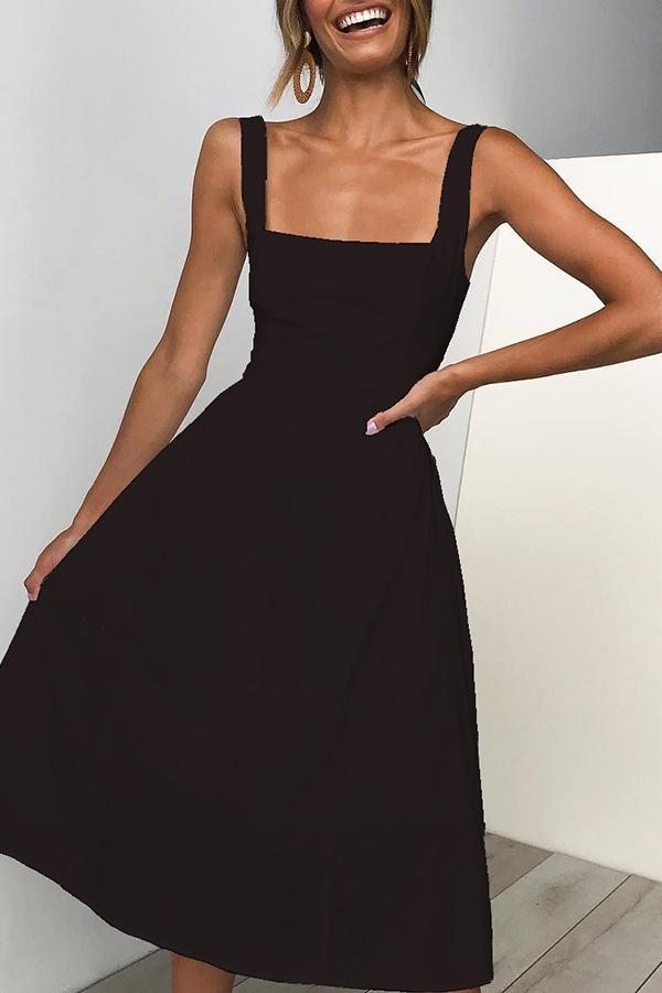 Stunncal Sleeveless Solid Color Regular Fit Casual Wear Dress