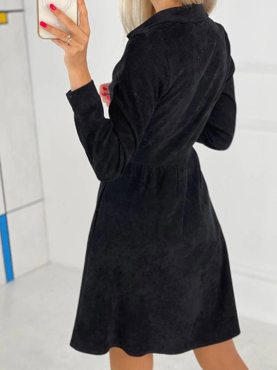 Stunncal Single-Breasted Long-Sleeved Dress(4 colors)