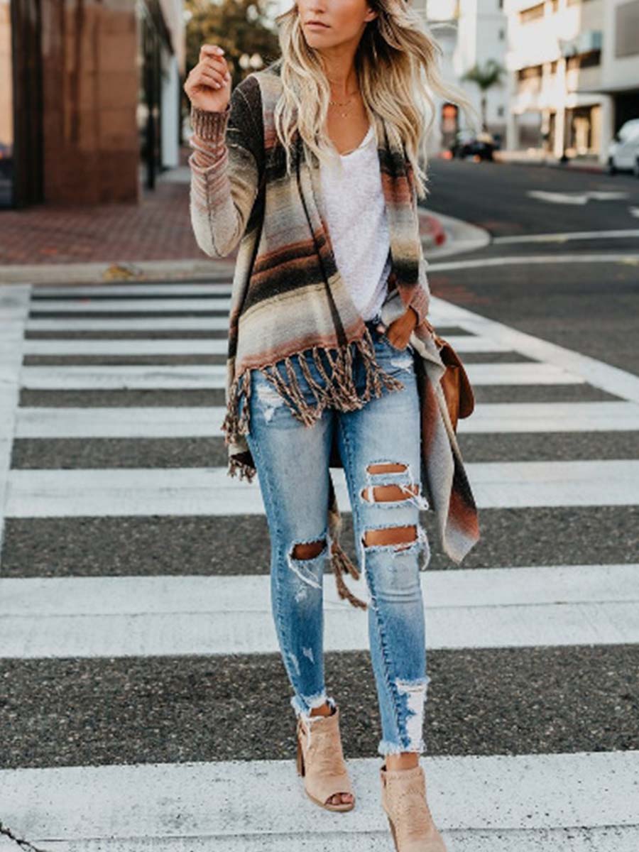 Tassel Cardigan Sweater Tops