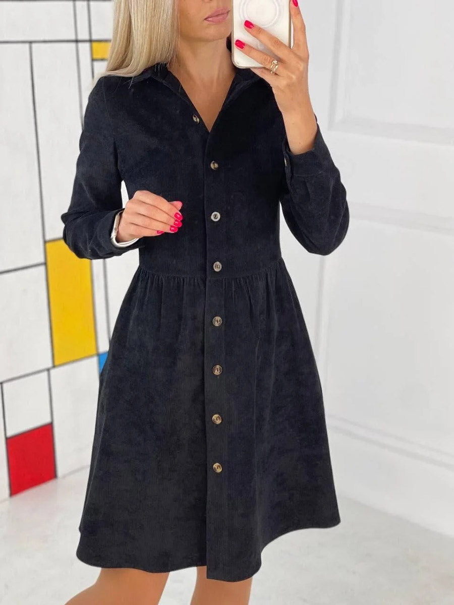 Stunncal Single-Breasted Long-Sleeved Dress(4 colors)