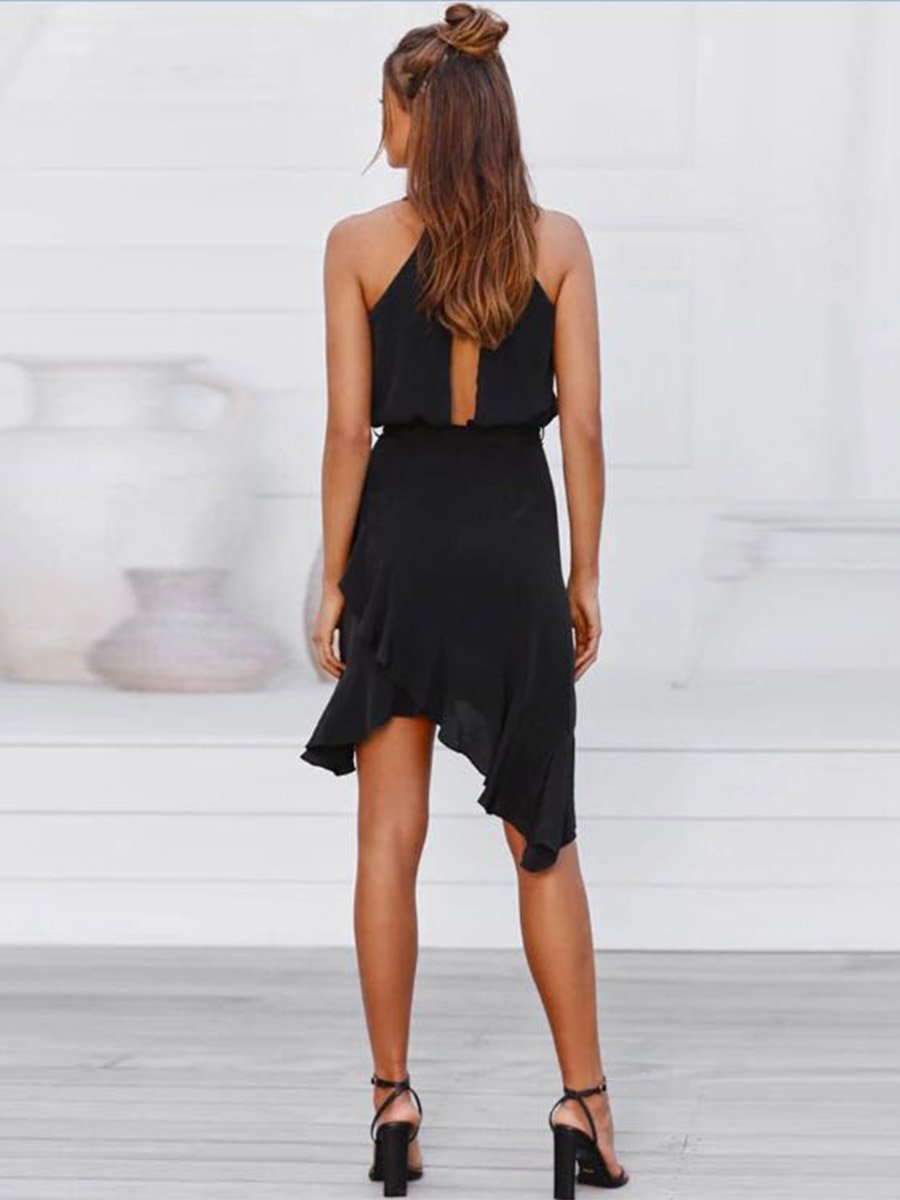 Stunncal Sling Polka Dot Irregular Dress