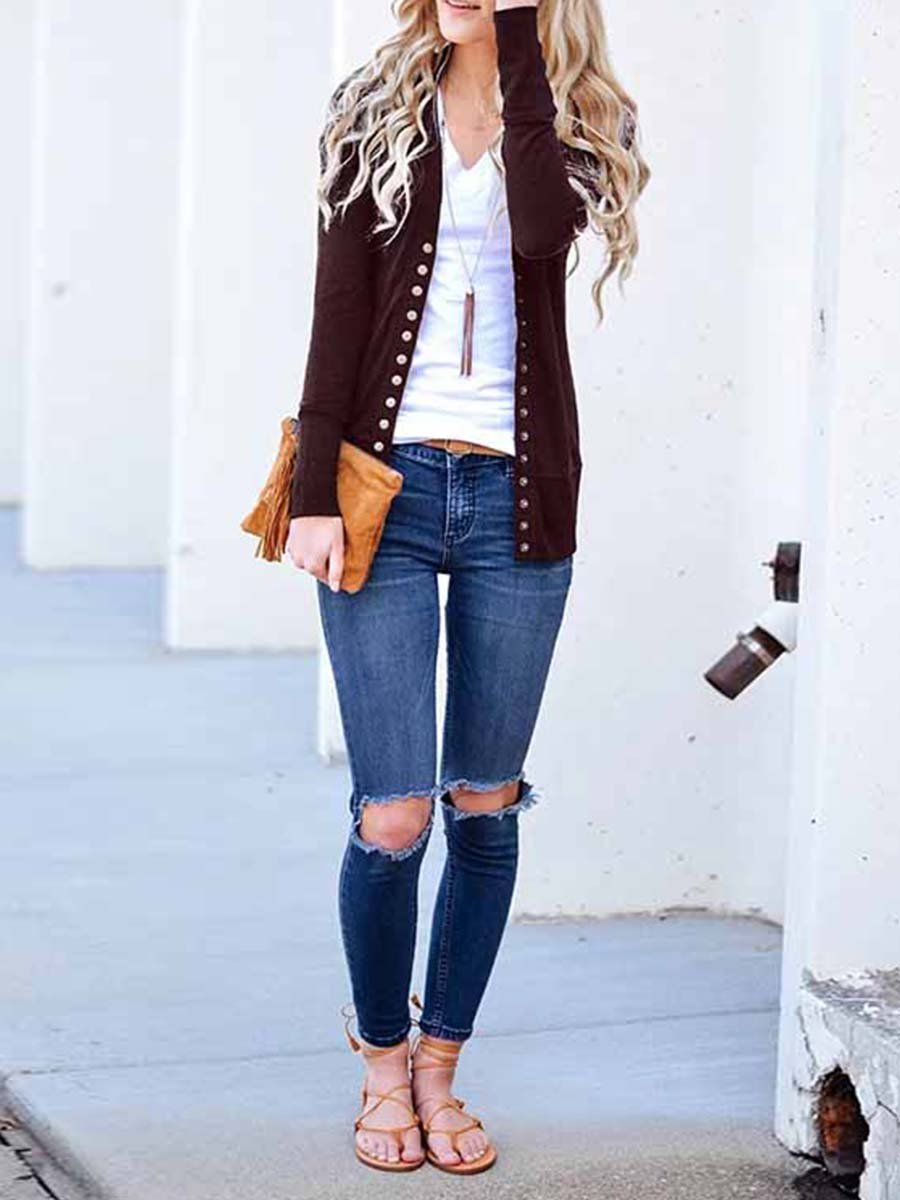 Stunncal Buttons Cardigan Tops