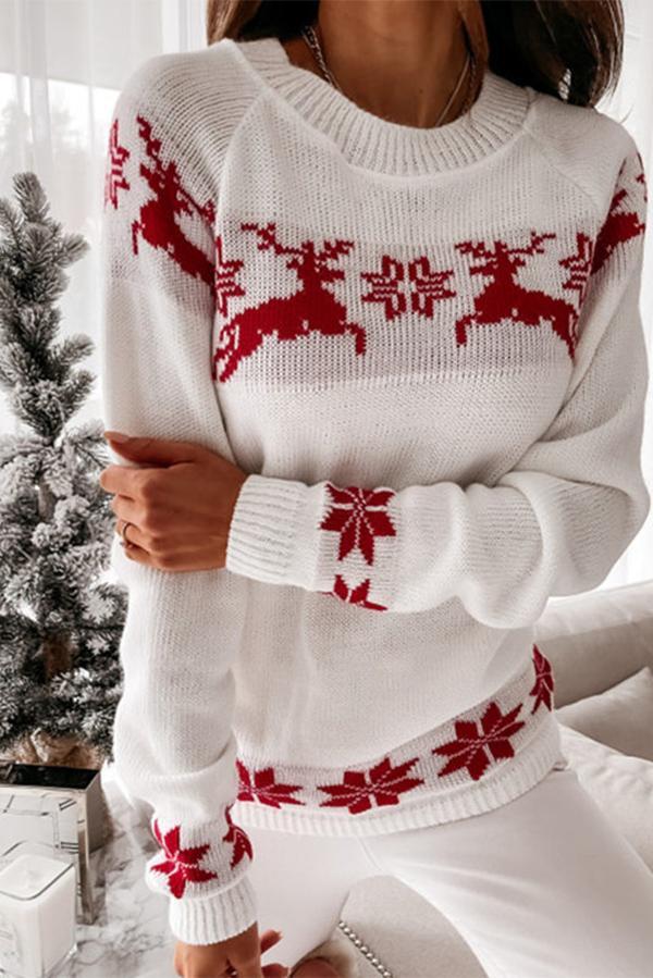 Stunncal Christmas Snowflake Long-sleeved Knitted Sweater