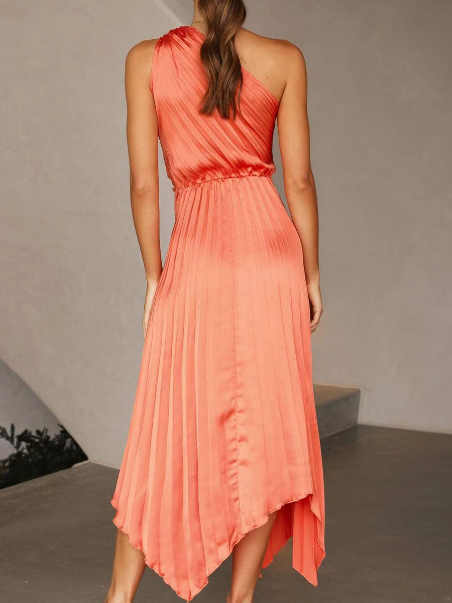 Stunncal Solid Color Pleated Dress(7 Colors)