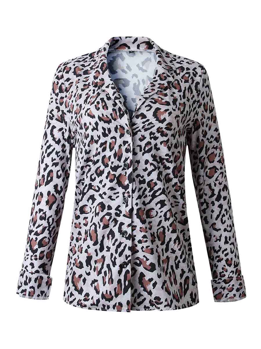 Stunncal Leopard Print Long Sleeve Shirt