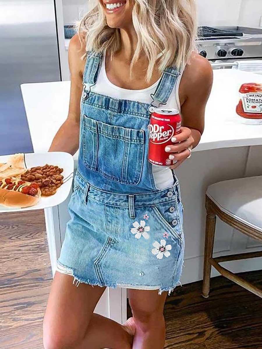 Stunncal Solid Color Denim Skirt