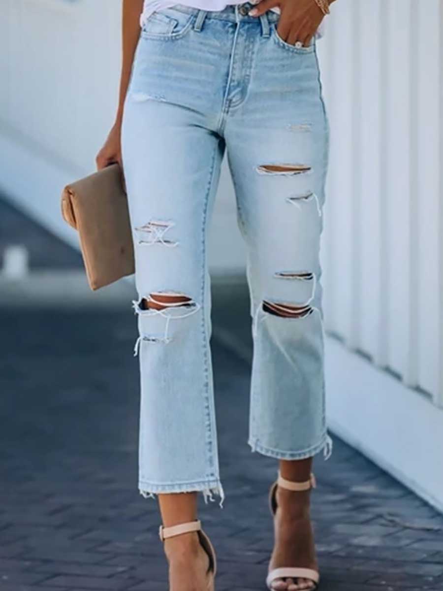 Stunncal Non-stretch Ripped Washed Jeans