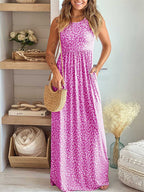 Stunncal Leopard Print Vest Sleeveless Long Dress