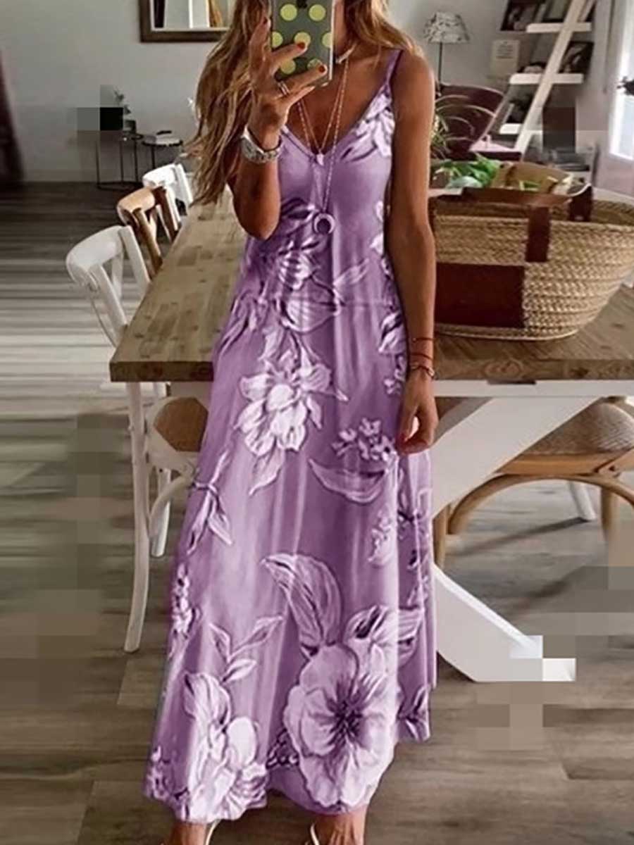 Stunncal Slim Long Floral Halter Dress