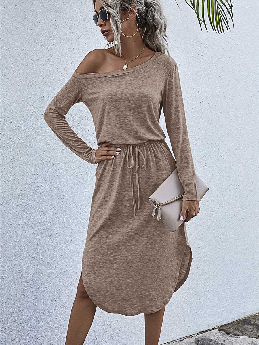Stunncal Strapless Long Sleeve Split Dress