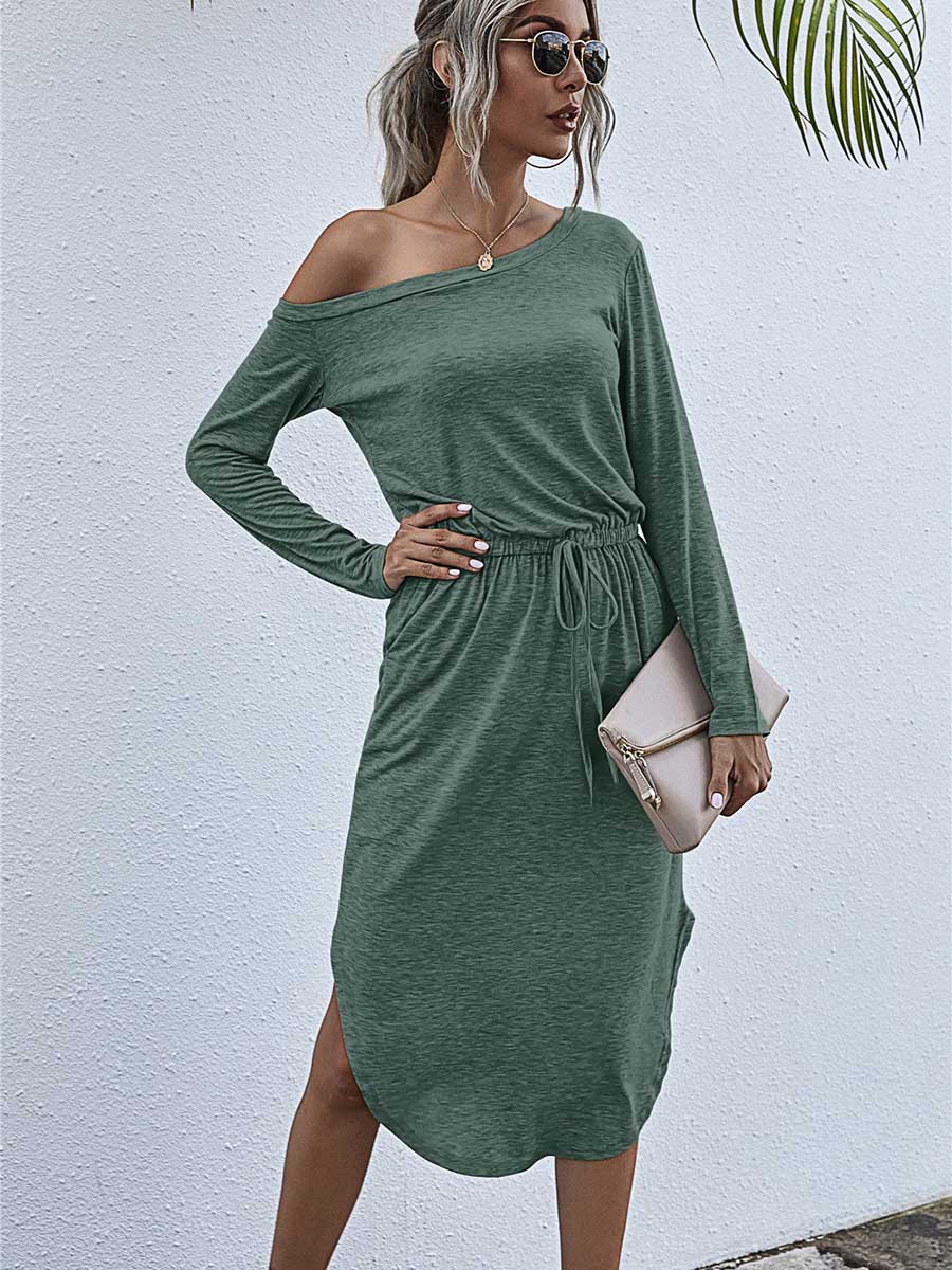 Stunncal Strapless Long Sleeve Split Dress