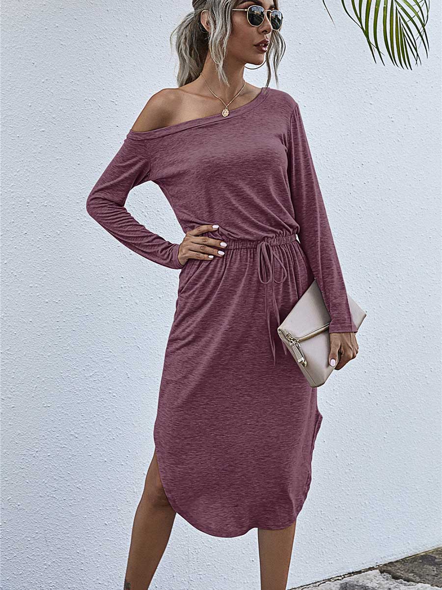 Stunncal Strapless Long Sleeve Split Dress