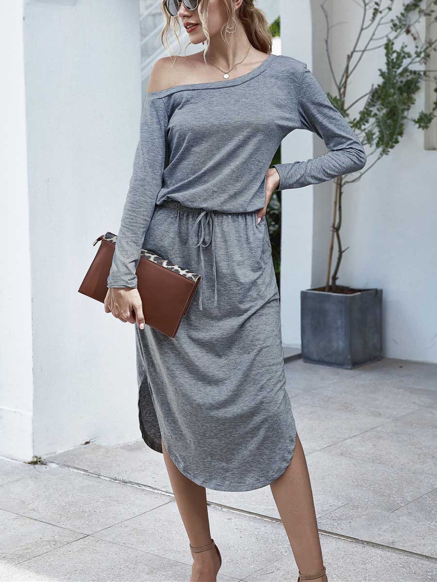 Stunncal Strapless Long Sleeve Split Dress