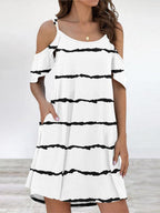 Stunncal Elegant Print Flounce O Neck Dresses(11 Colors)