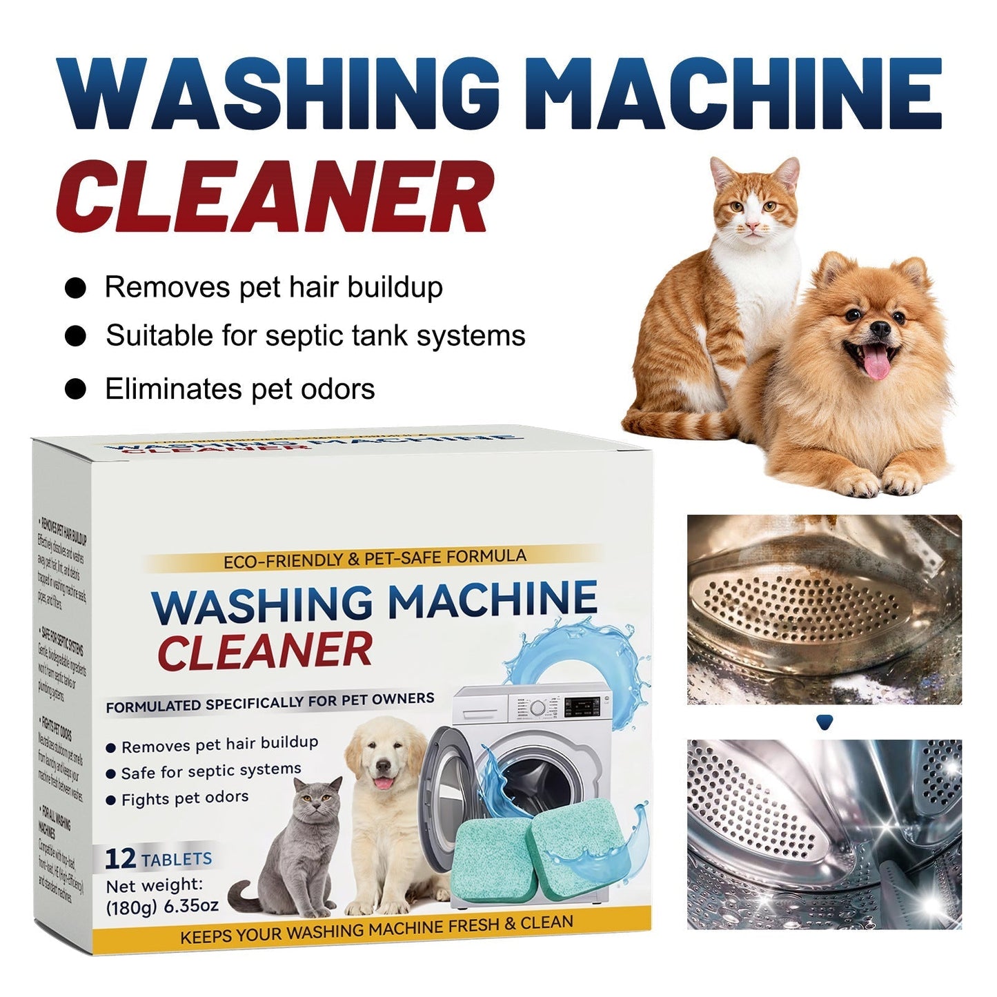🔥 Powerful Washer Deep Cleaner Tablets – Eliminate Hidden Bacteria & Bad Smells Fast