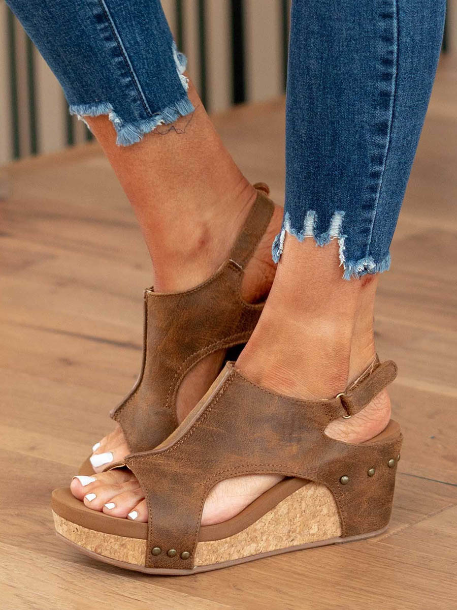 Stunncal Mid Heel Wedge Sandals