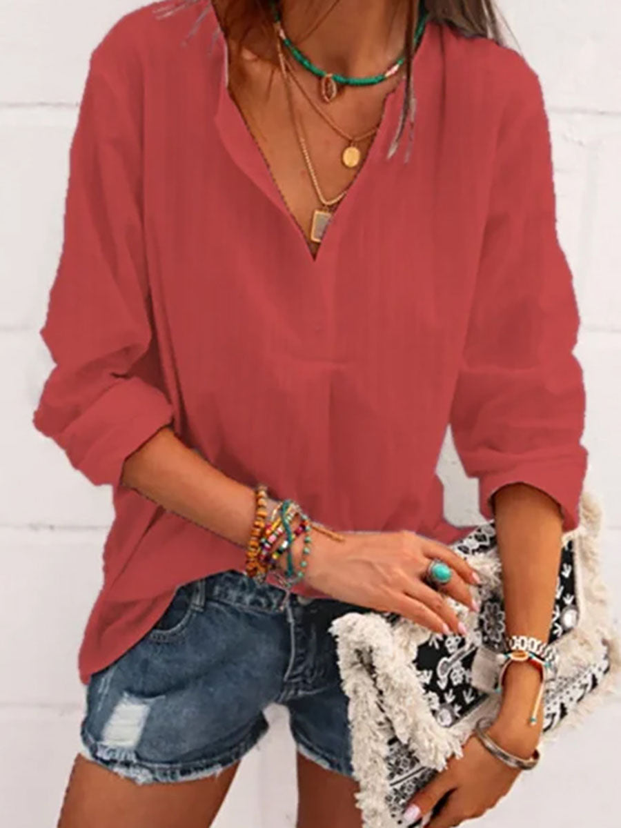 Stunncal Fashion V-neck Striped Top