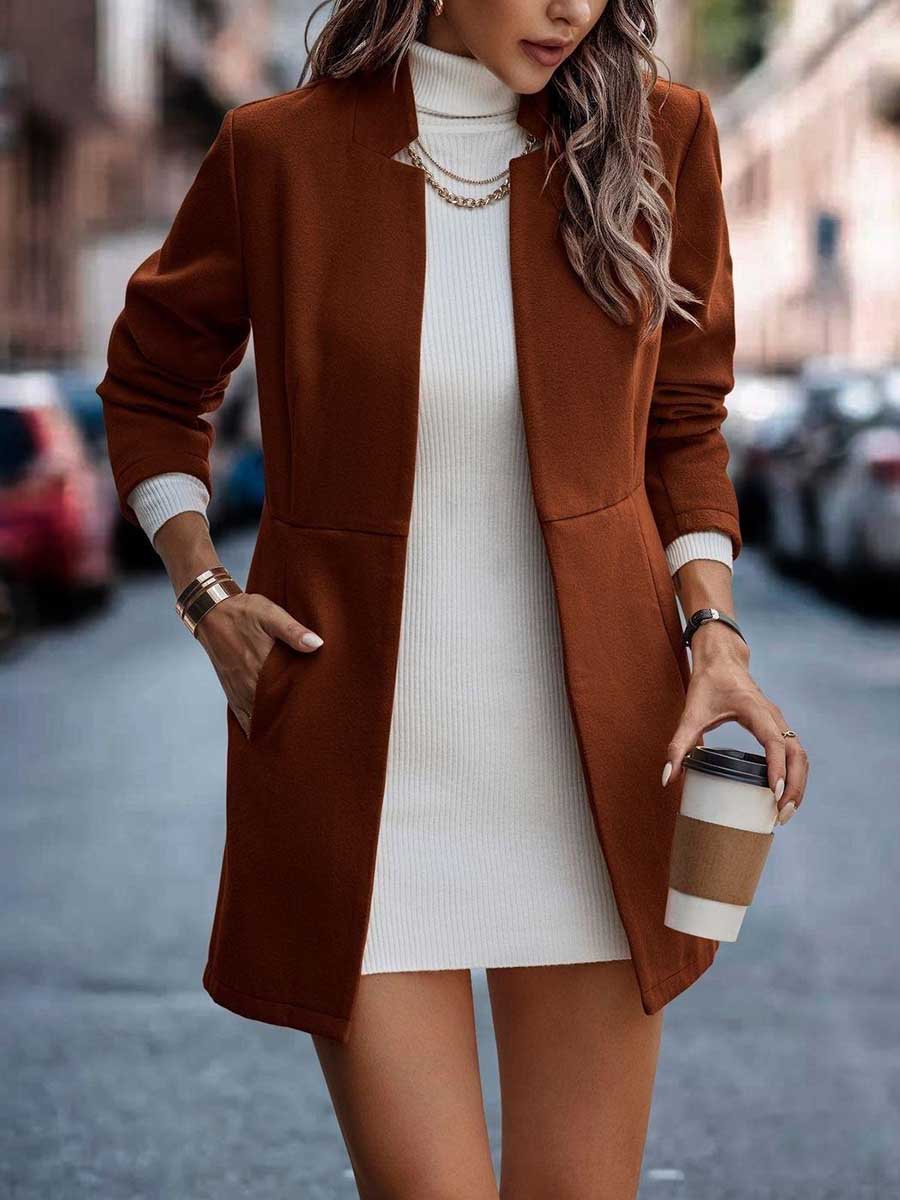 Stunncal Cotton Half Open Neck Tweed Coat