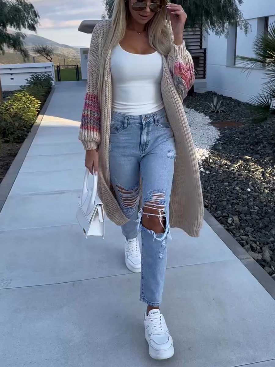 Stunncal Fringed Knit Knit Sweater
