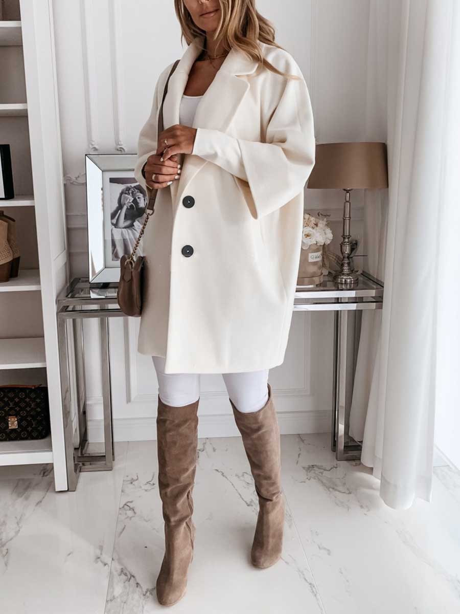 Stunncal Tweed Coat With Seven-quarter Sleeves