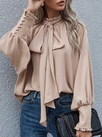 Stunncal High Neck Bow Tie Women's Top