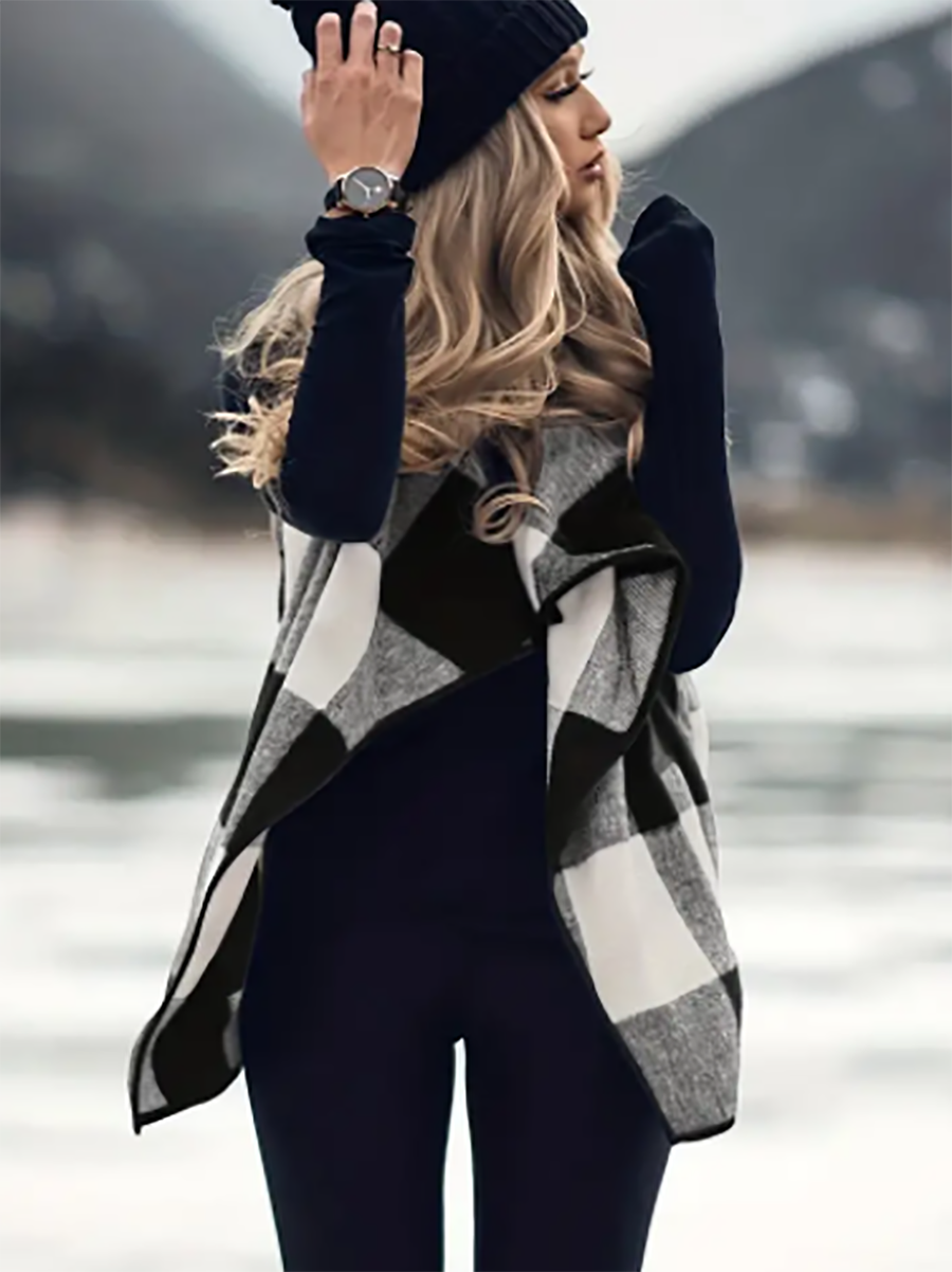 Stunncal Sleeveless Plaid Cardigan Vest