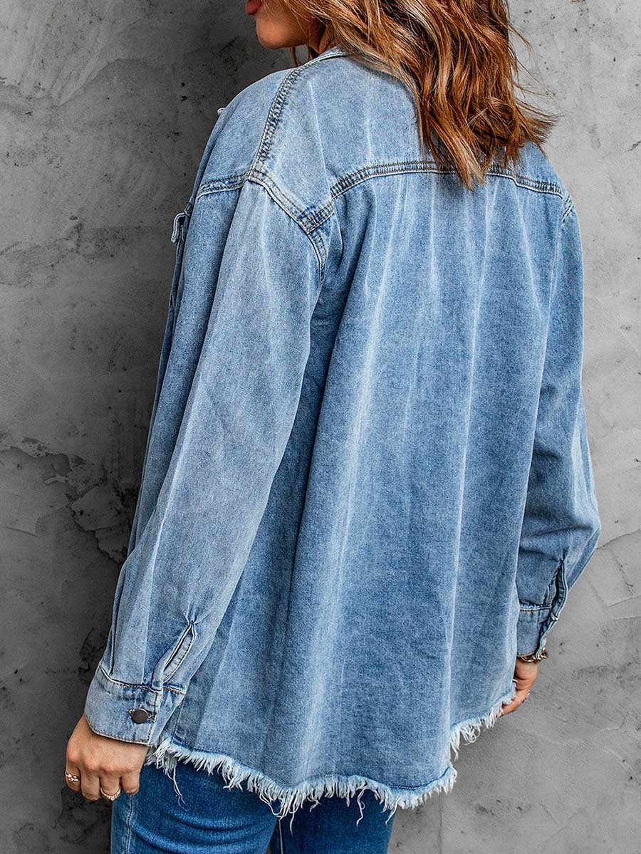 Stunncal Denim Lapel Loose Fit Shirt