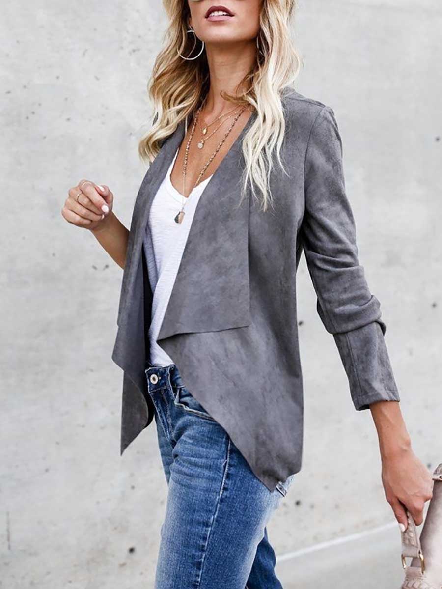 Stunncal Faux Buckskin Velvet Casual Jacket