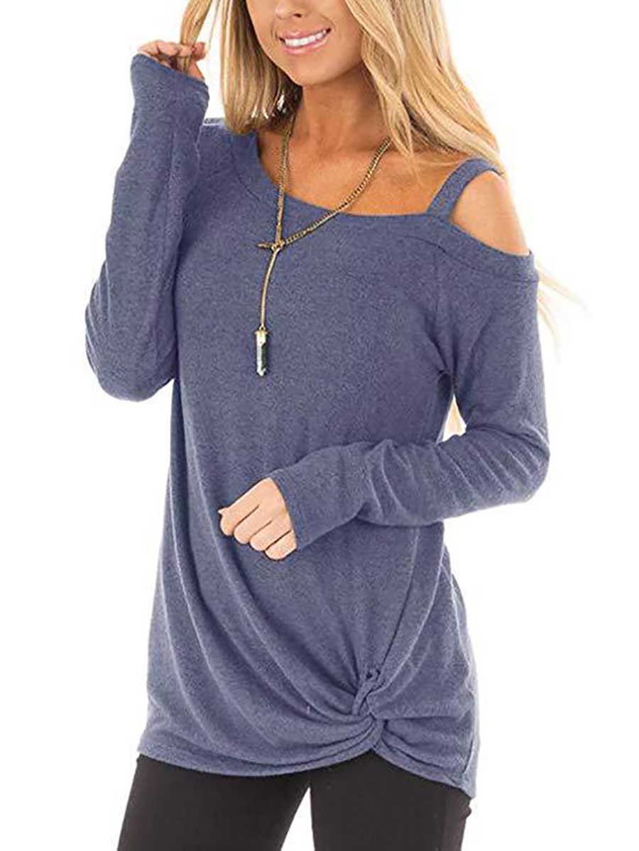 Stunncal Long Sleeve Knotted Sweatshirt T-Shirt