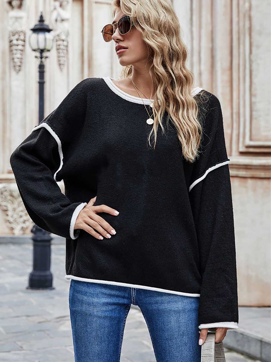 Stunncal Crew Neck Knit Loose Sweater