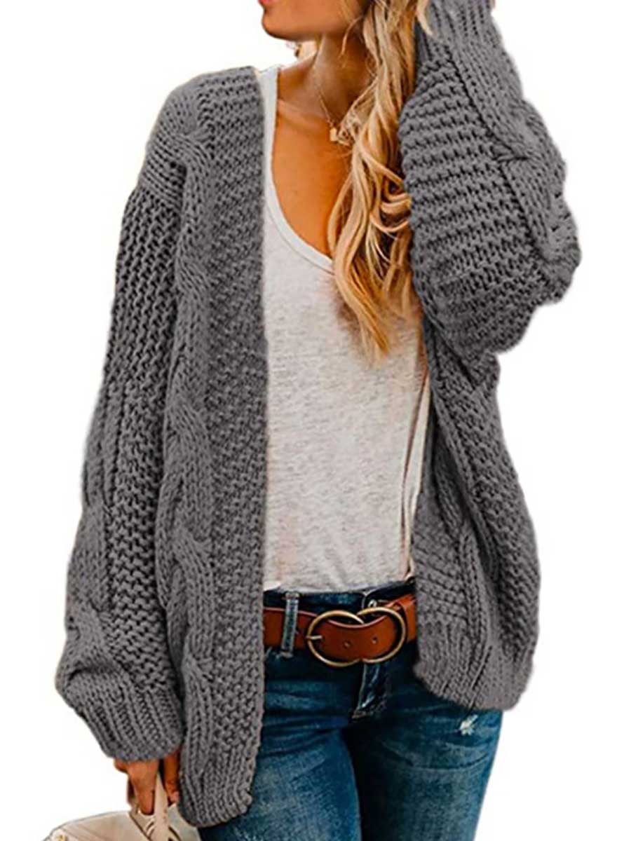 Stunncal Chunky Knit Twist Slouchy Knit Cardigan
