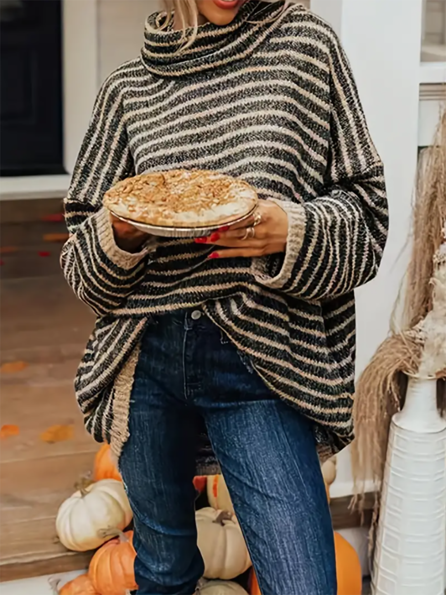 Stunncal Loose Pullover Striped Sweater Knit Sweater