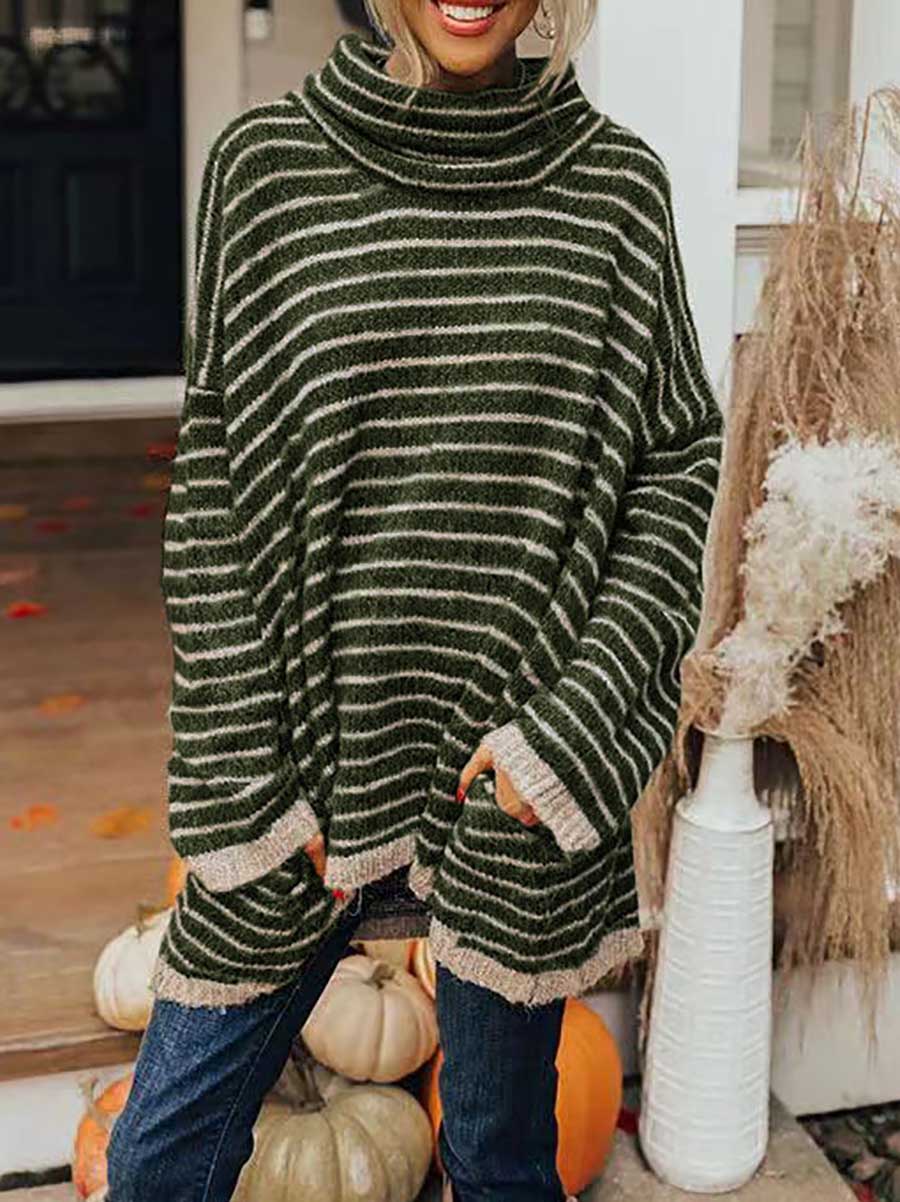 Stunncal Loose Pullover Striped Sweater Knit Sweater