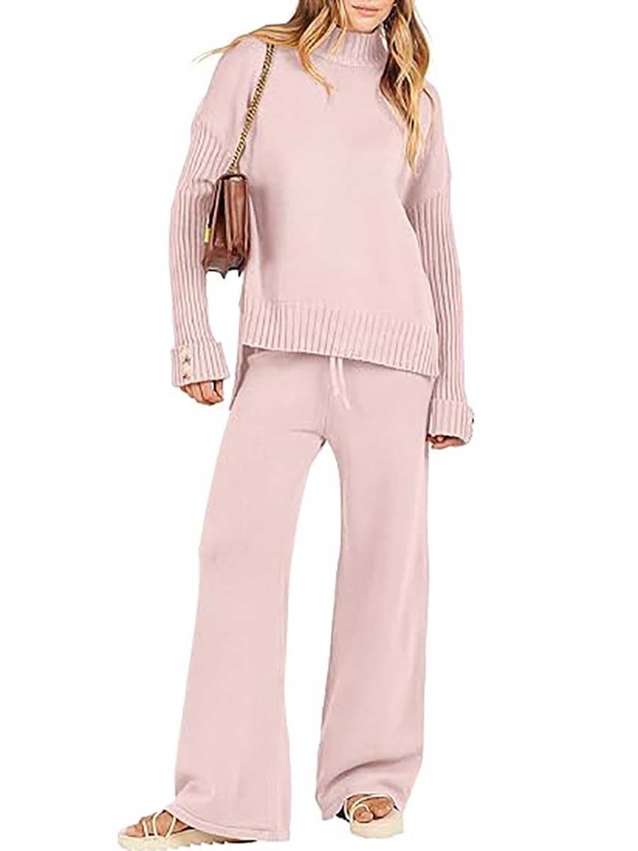 Stunncal High Neck Sweater Thickened Loose Two-piece Set