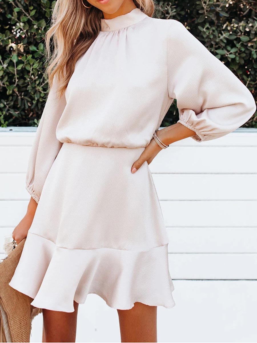 Stunncal Long Sleeve Pleated Midi Dress