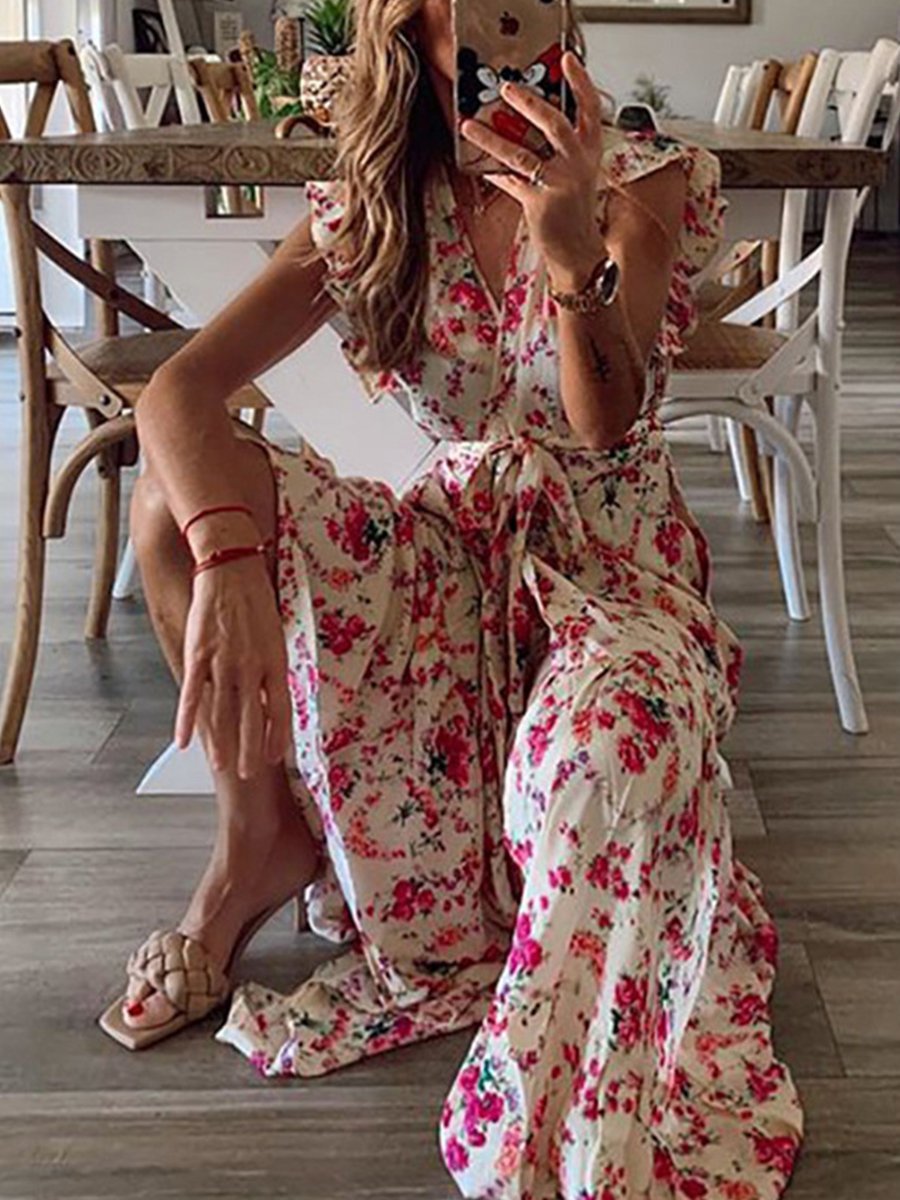 Stunncal Floral Lotus Sleeve Dress