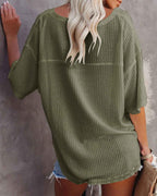 Melarey V-Neck Dolman Sleeve Top - Melarey Boutique